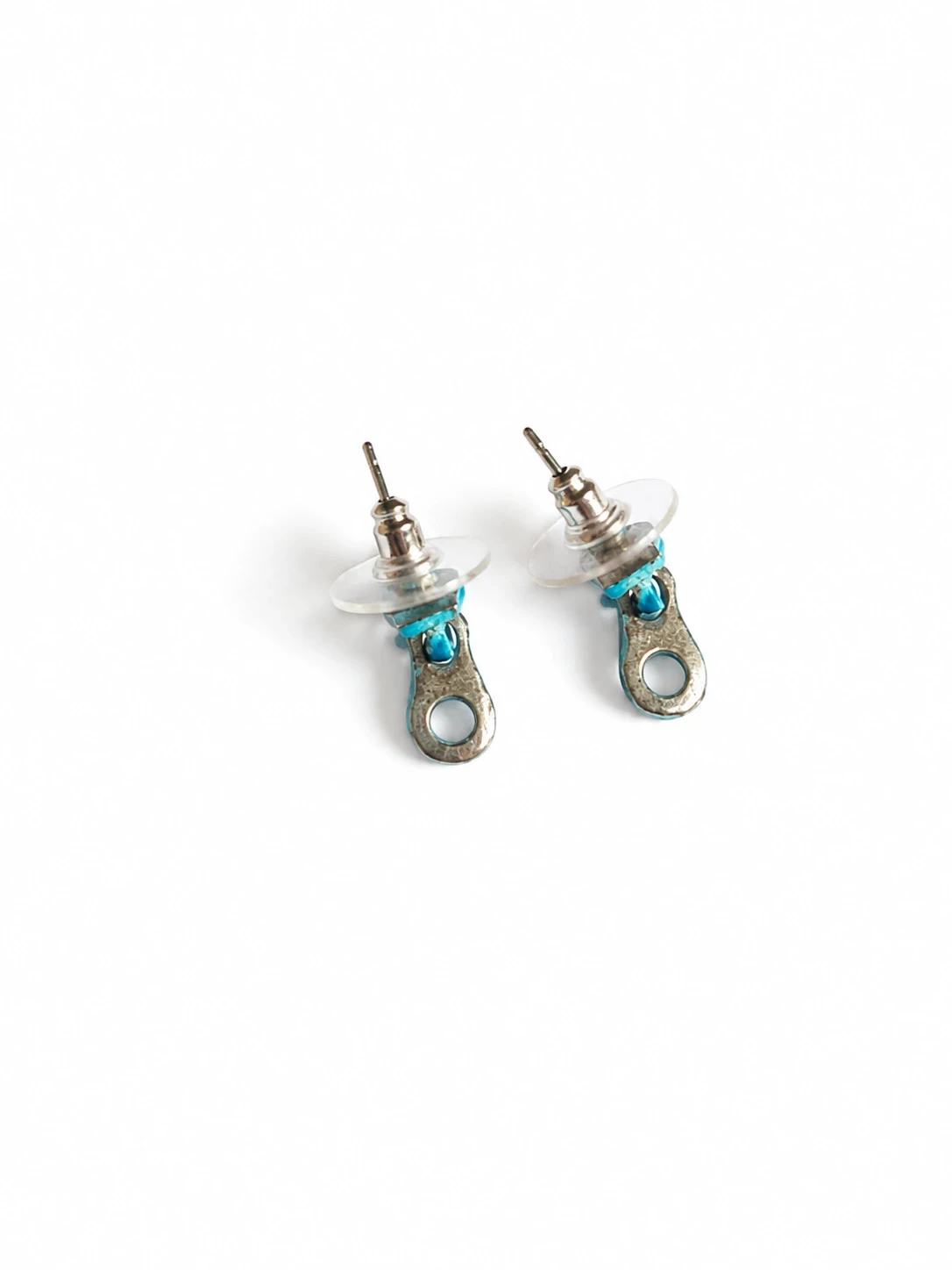 Original blue zipper earrings – Studs – Very good condition – photo 2